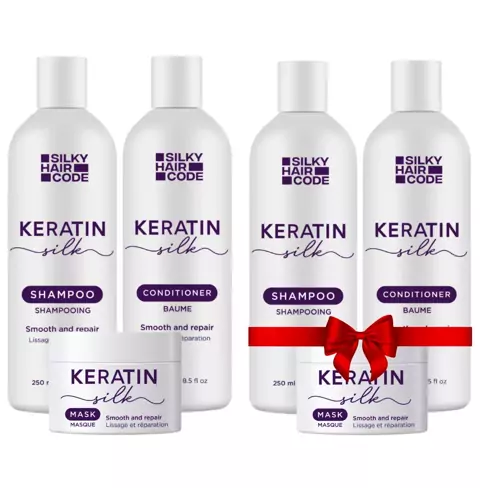 Keratin Silk Hair Smoothing Set für geschädigtes Haar + Ein Set gratis